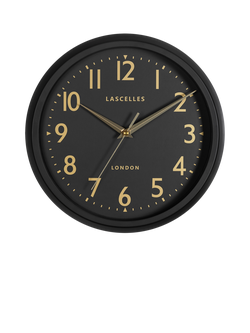 Brookpace Lascelles Retro Arabic Numeral Non-Ticking Sweep Wall Clock, 30cm, Black, Black