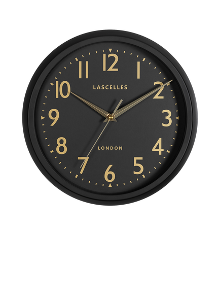 Brookpace Lascelles Retro Arabic Numeral Non-Ticking Sweep Wall Clock, 30cm, Black, Black