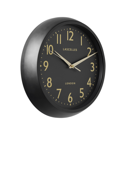 Brookpace Lascelles Retro Arabic Numeral Non-Ticking Sweep Wall Clock, 30cm, Black - view 2, Black