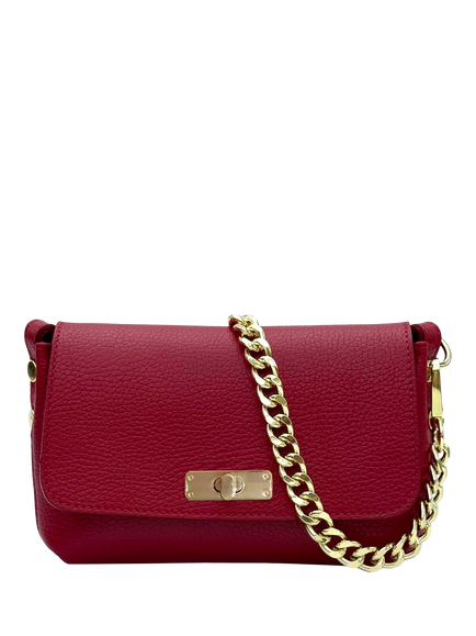 Apatchy London The Maisie Mini Leather Crossbody Bag with Slim Flat Crossbody Strap, Red