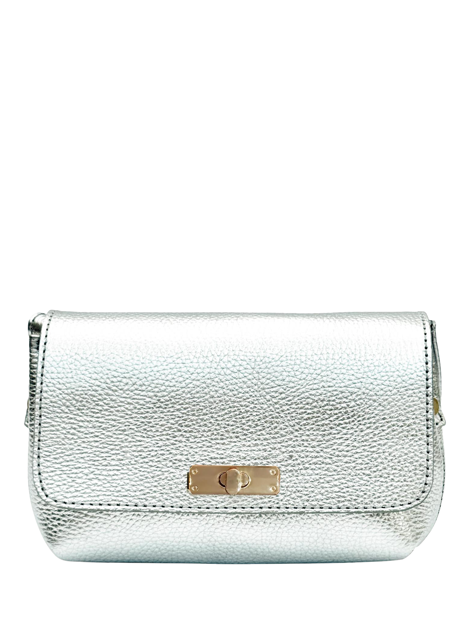 Product image 3 of 7, which shows Apatchy London Leather The Maisie Crossbody Bag, Silver