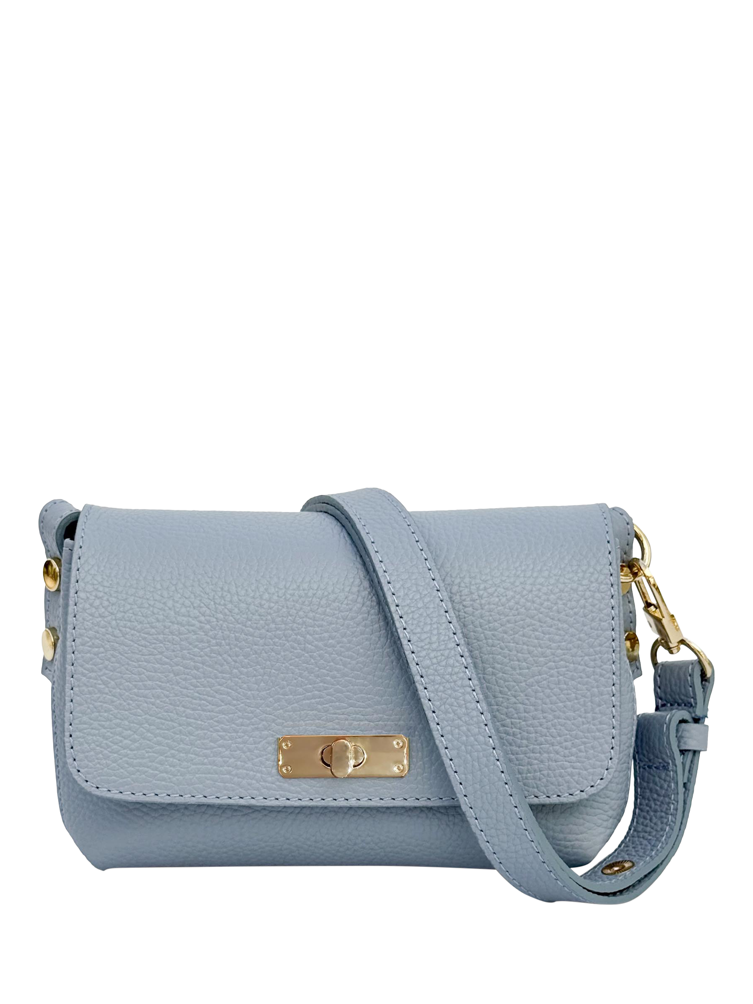 Product image 2 of 7, which shows Apatchy London The Maisie Leather Crossbody Bag, Sky