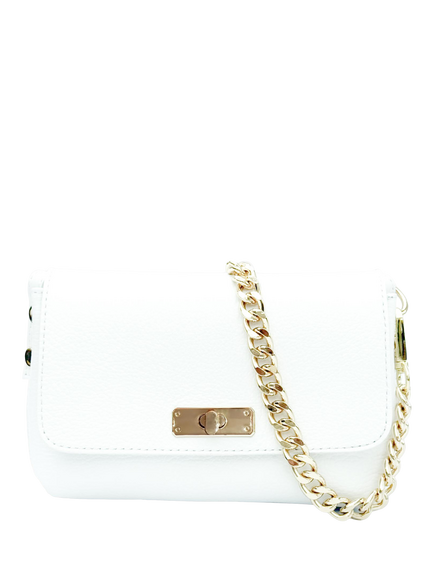 Apatchy London The Maisie Mini Leather Crossbody Bag with Slim Flat Crossbody Strap, White