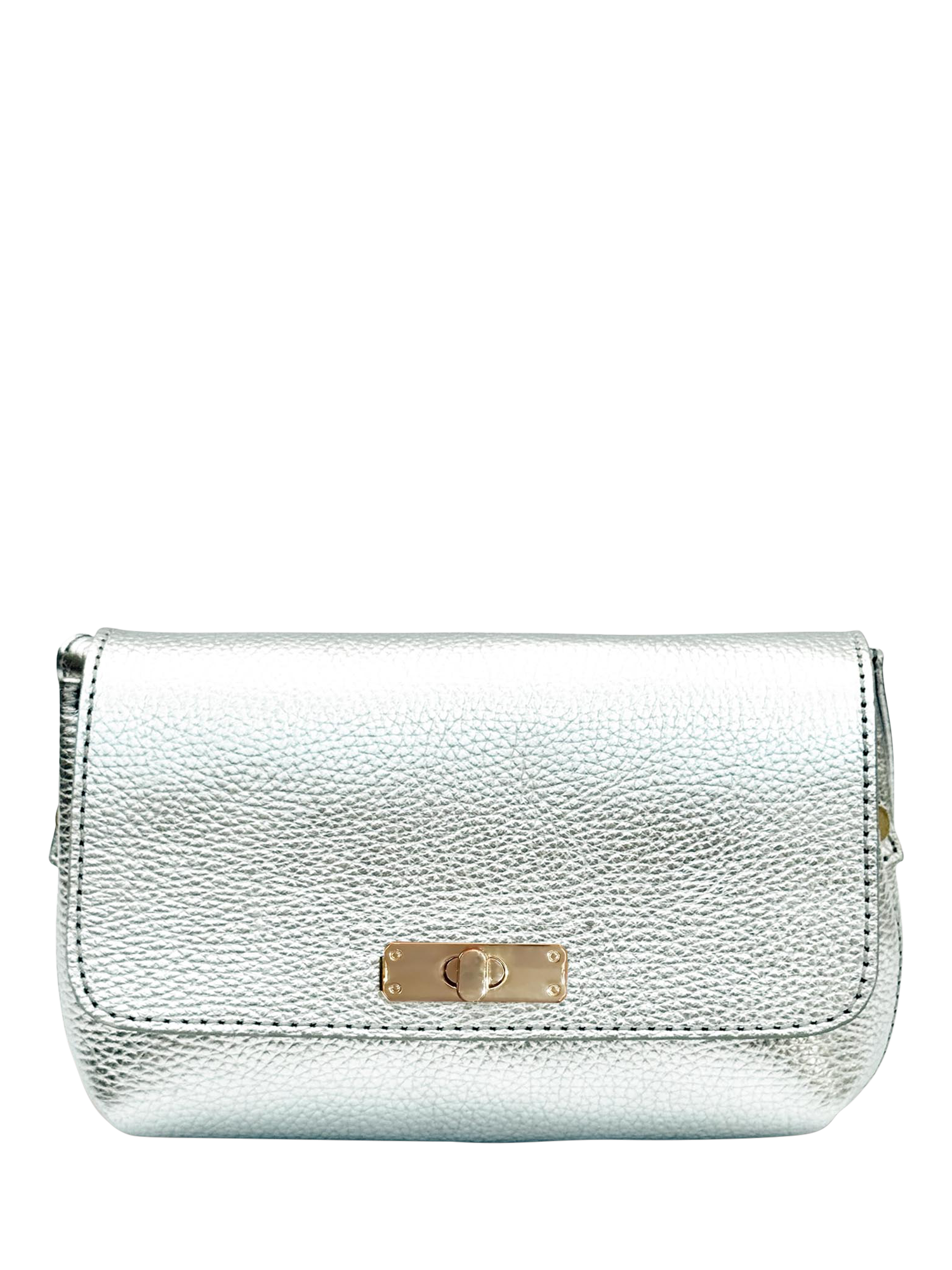 Product image 3 of 7, which shows Apatchy London Leather The Maisie Crossbody Bag, Silver