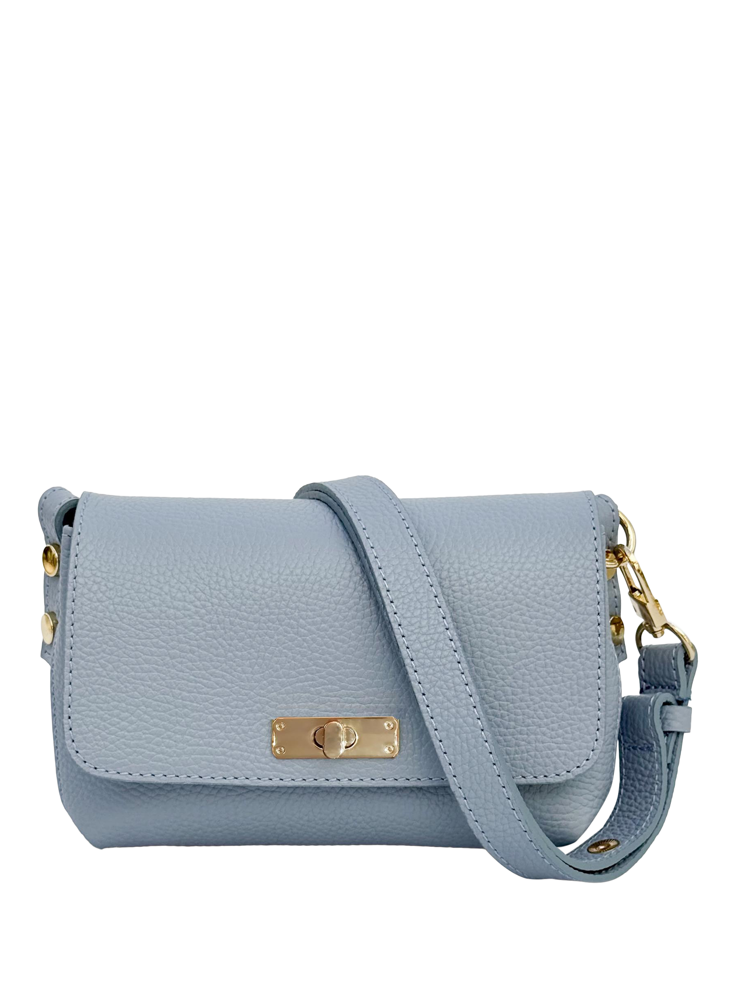 Product image 2 of 7, which shows Apatchy London The Maisie Leather Crossbody Bag, Sky