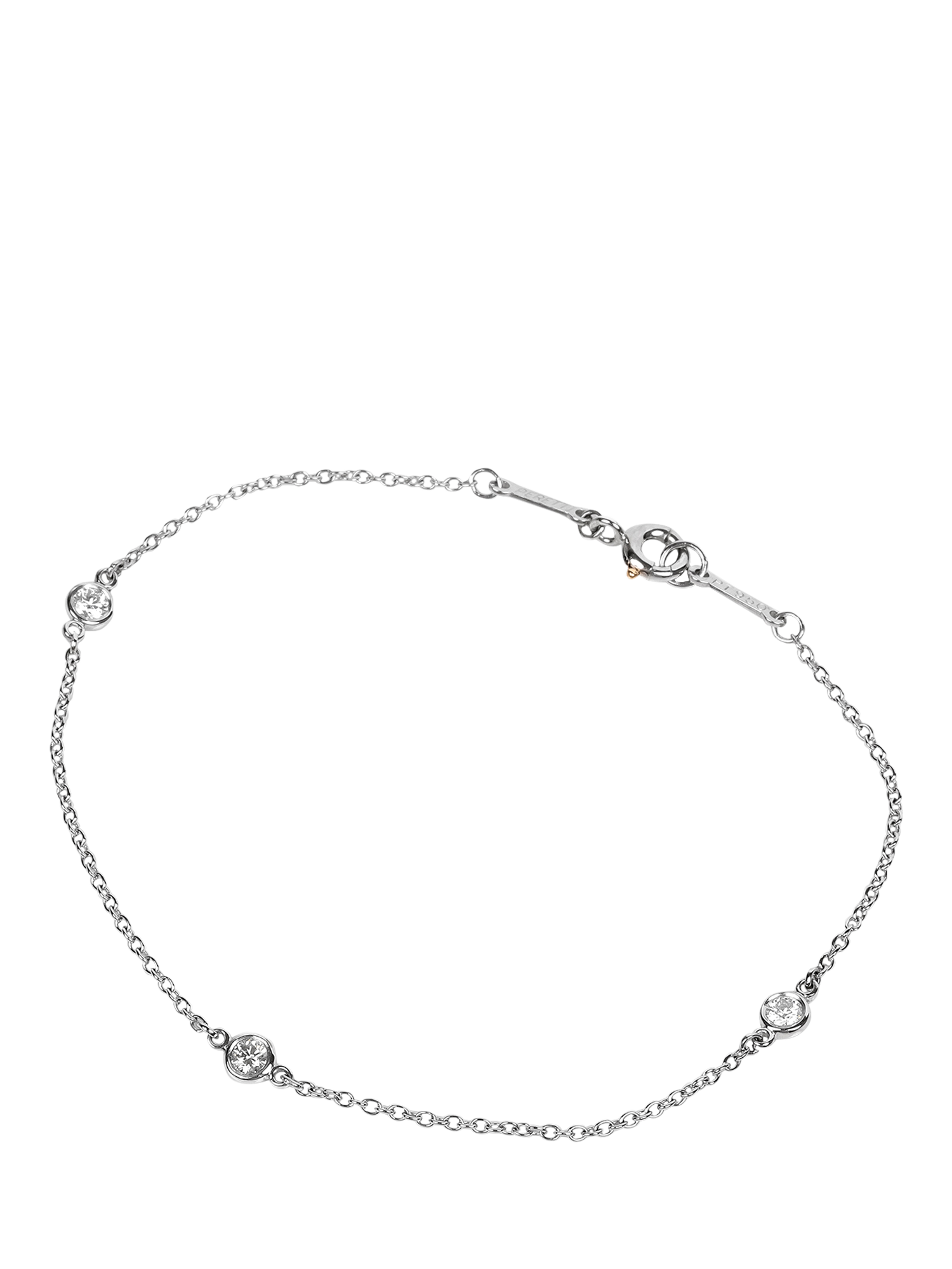 Product image 1 of 5, which shows Preloved Tiffany & Co. 3 Diamond Platinum Elsa Peretti Diamonds by the Yard Bracelet