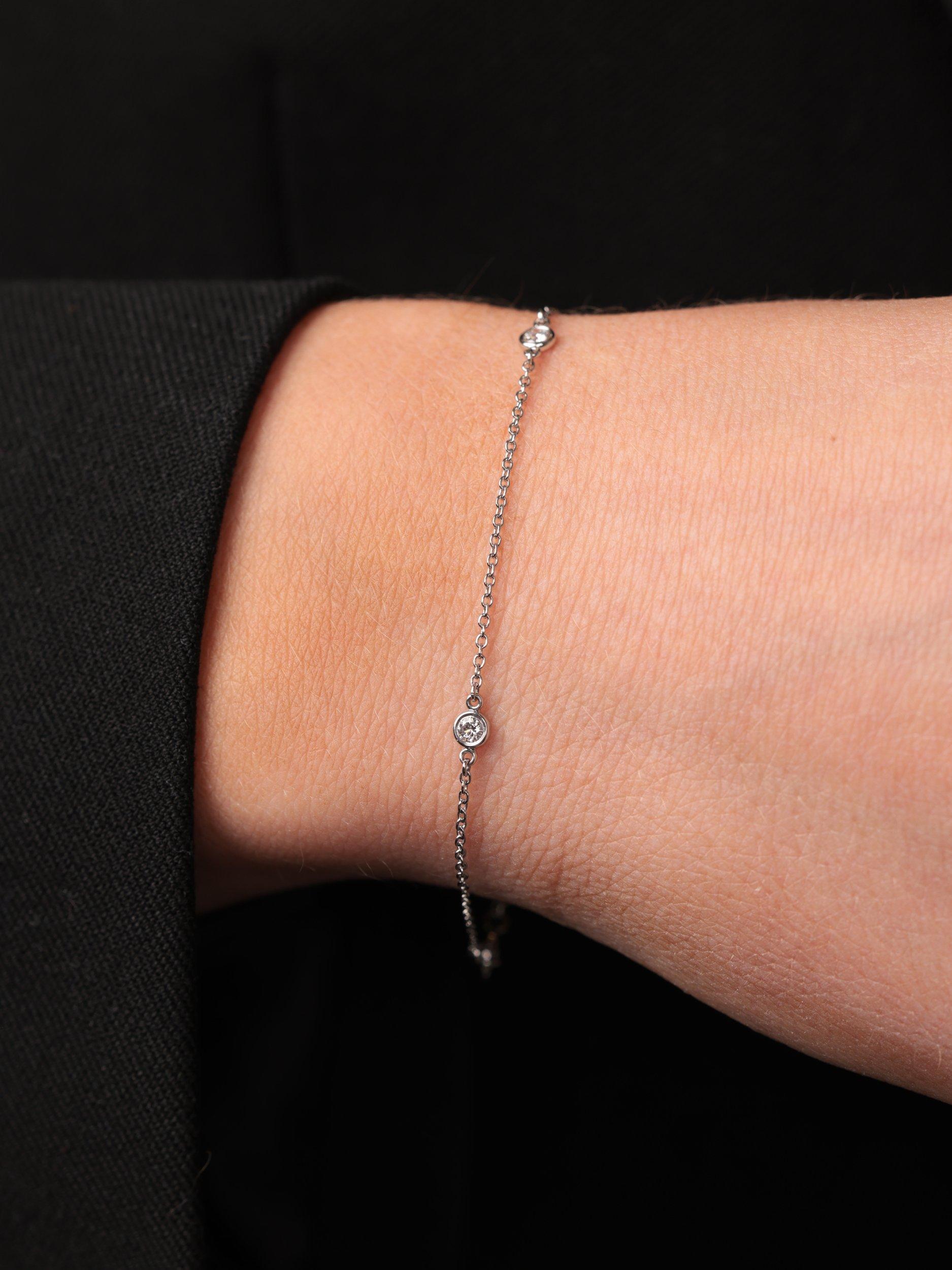 Product image 2 of 5, which shows Preloved Tiffany & Co. 3 Diamond Platinum Elsa Peretti Diamonds by the Yard Bracelet