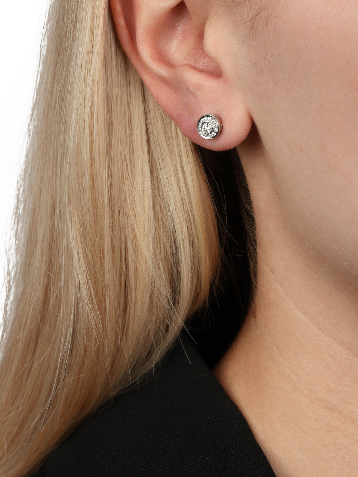 Product image 2 of 5, which shows Pre-loved Tiffany & Co. Brilliant Cut Diamond Platinum Circlet Stud Earrings