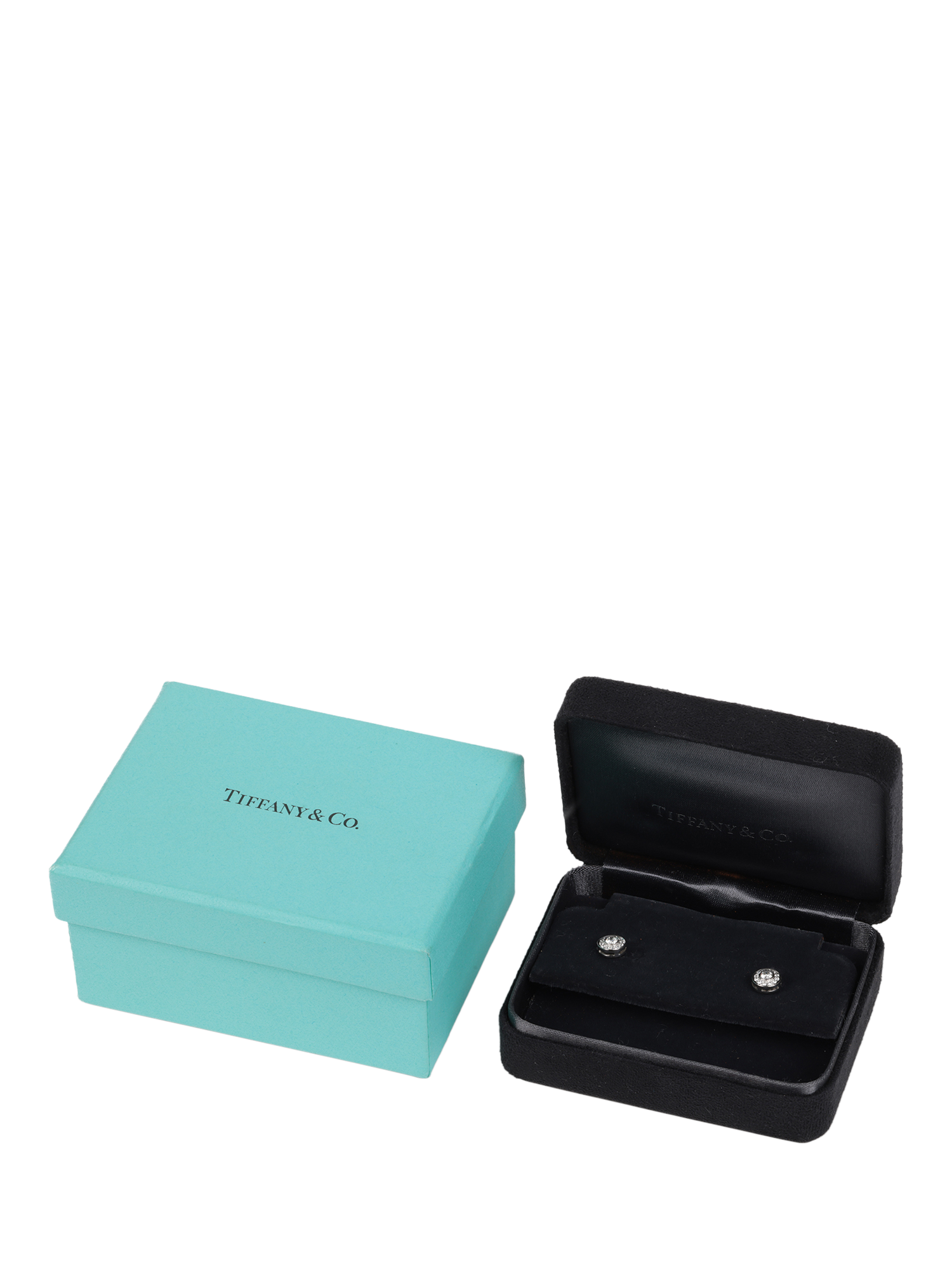 Product image 5 of 5, which shows Pre-loved Tiffany & Co. Brilliant Cut Diamond Platinum Circlet Stud Earrings