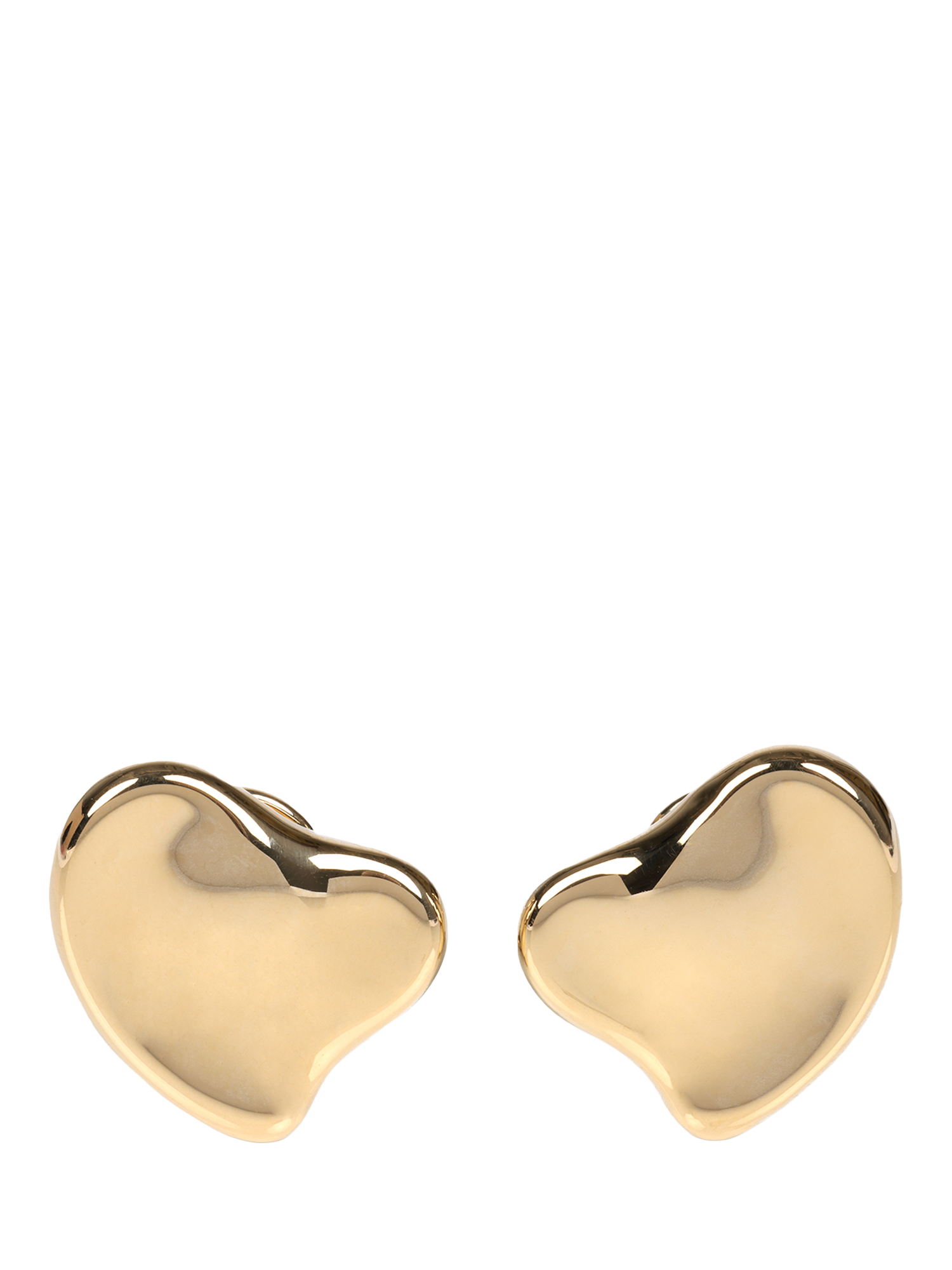 Product image 1 of 5, which shows Pre-loved Tiffany & Co. 18ct Yellow Gold 25mm Full Heart Clip On Earrings