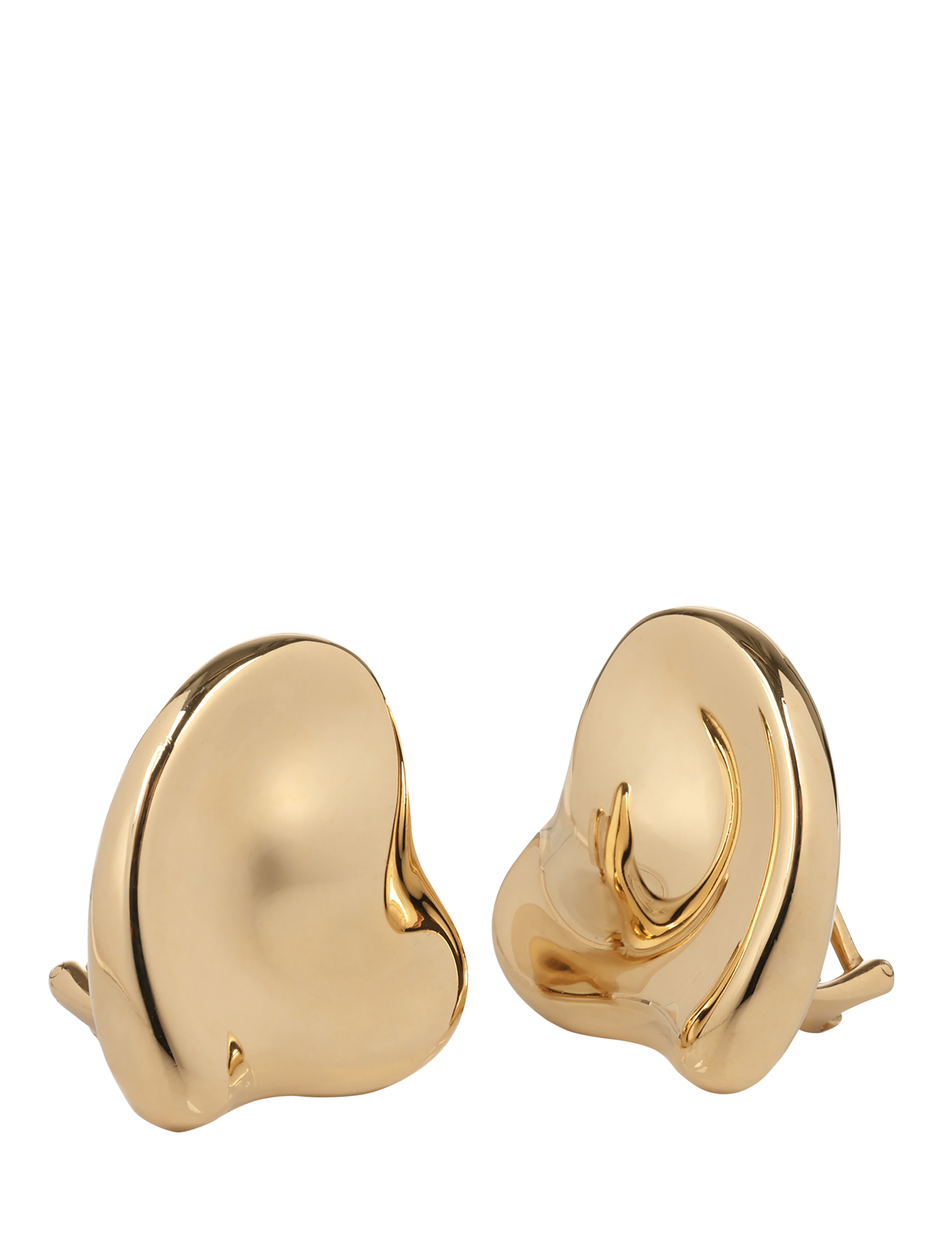 Product image 3 of 5, which shows Pre-loved Tiffany & Co. 18ct Yellow Gold 25mm Full Heart Clip On Earrings