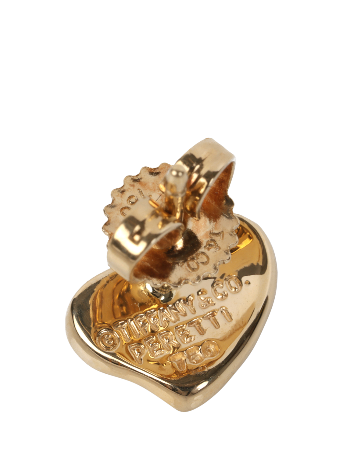 Product image 5 of 6, which shows Pre-loved 18ct Yellow Gold Elsa Peretti Full Heart Stud Earrings
