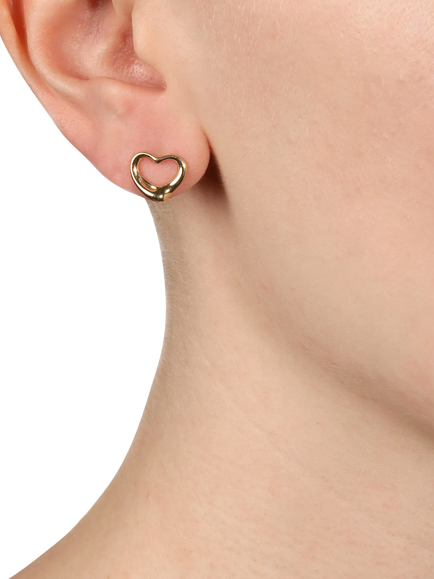 Pre-loved 18ct Yellow Gold Elsa Peretti Open Heart Pierced Stud Earrings - view 2, Yellow Gold