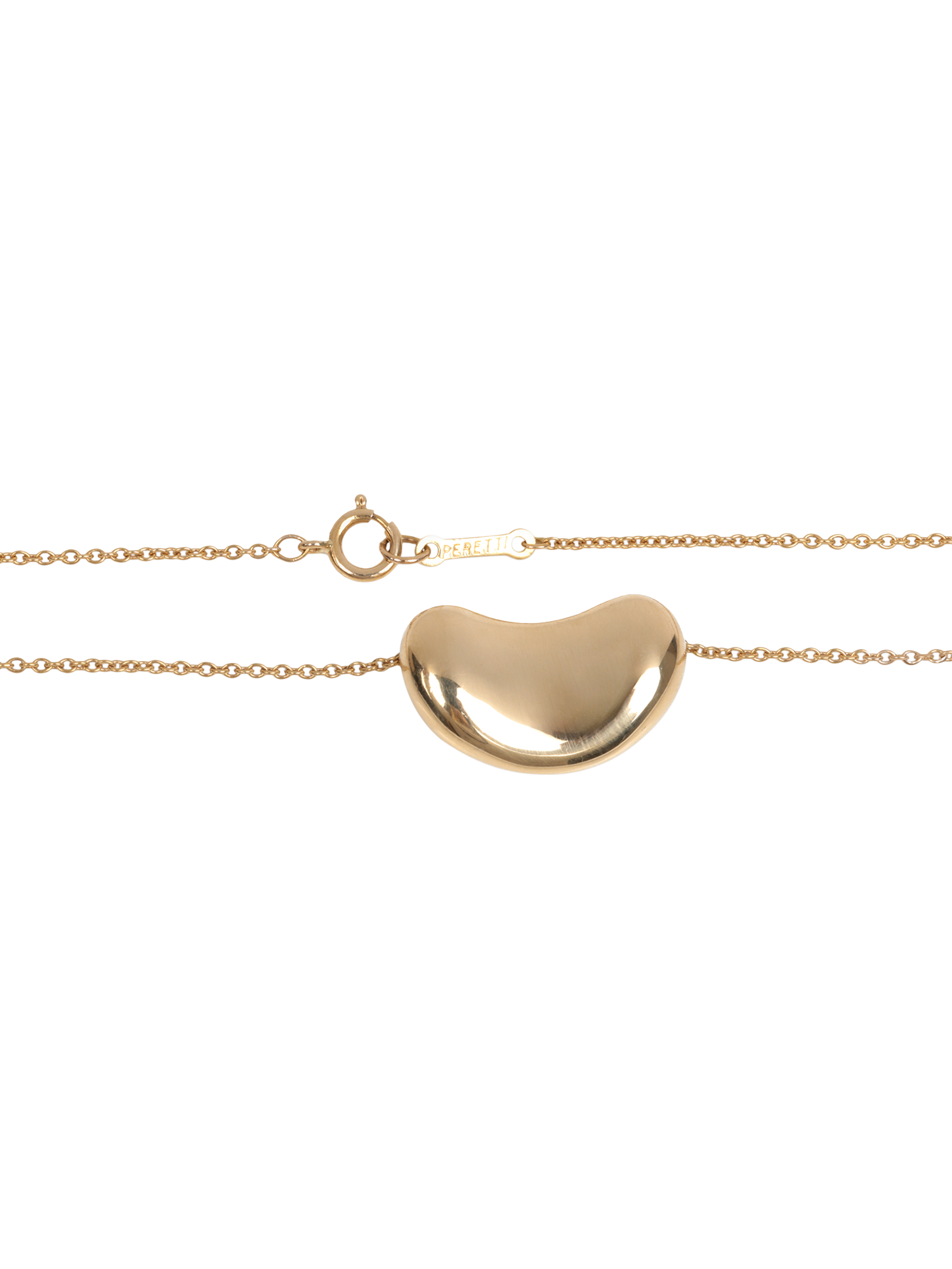 Product image 4 of 5, which shows Pre-loved Tiffany & Co. 18ct Yellow Gold Elsa Peretti 18mm Bean Design Pendant Necklace
