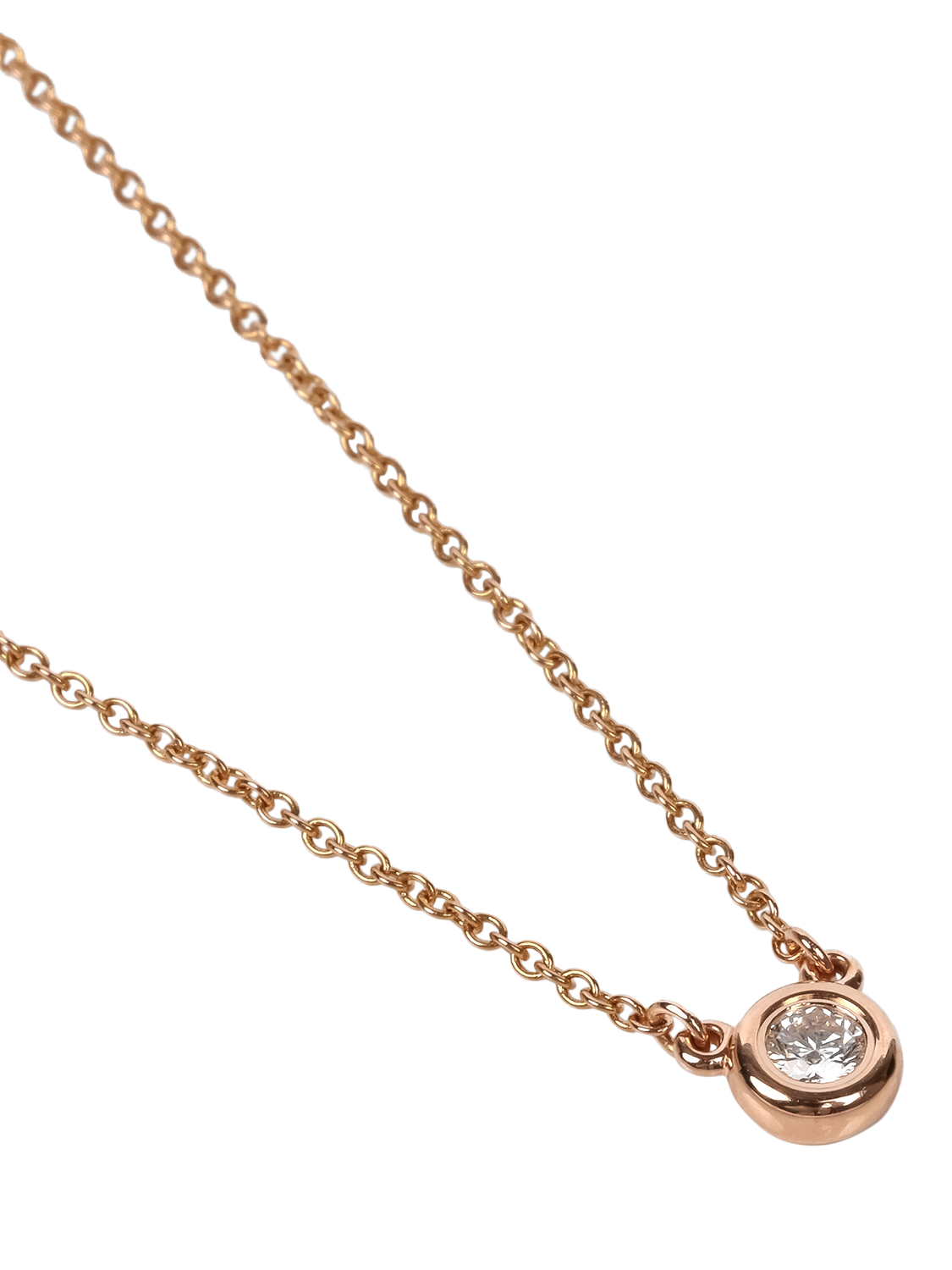 Product image 3 of 5, which shows Pre-loved Tiffany & Co. 0.12ct Brilliant Cut 18ct Rose Gold Elsa Peretti Diamonds by the Yard Solitaire Necklace
