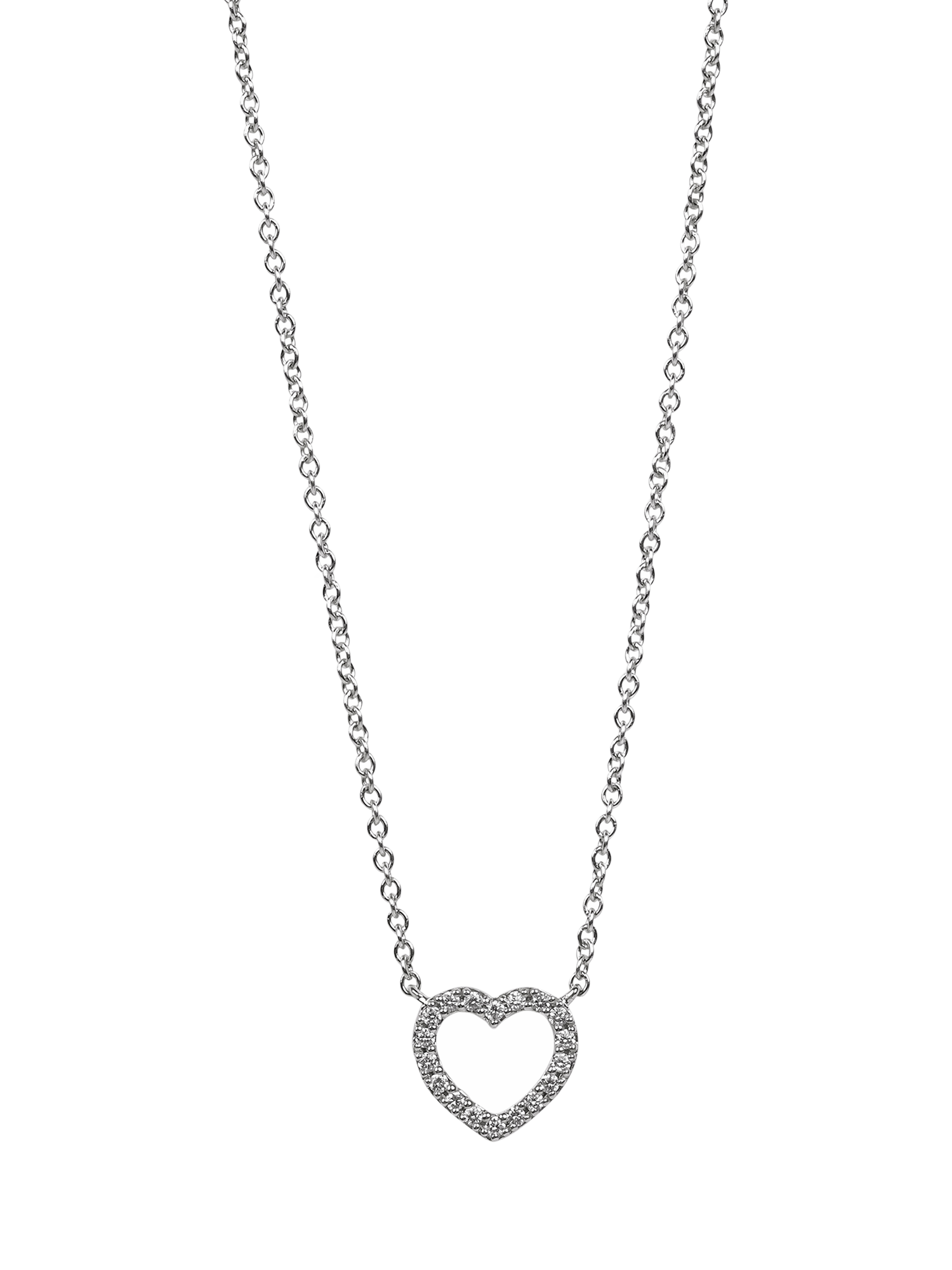 Product image 1 of 5, which shows Pre-loved Tiffany & Co. Diamond Set 18ct White Gold Mini Metro Heart Pendant Necklace