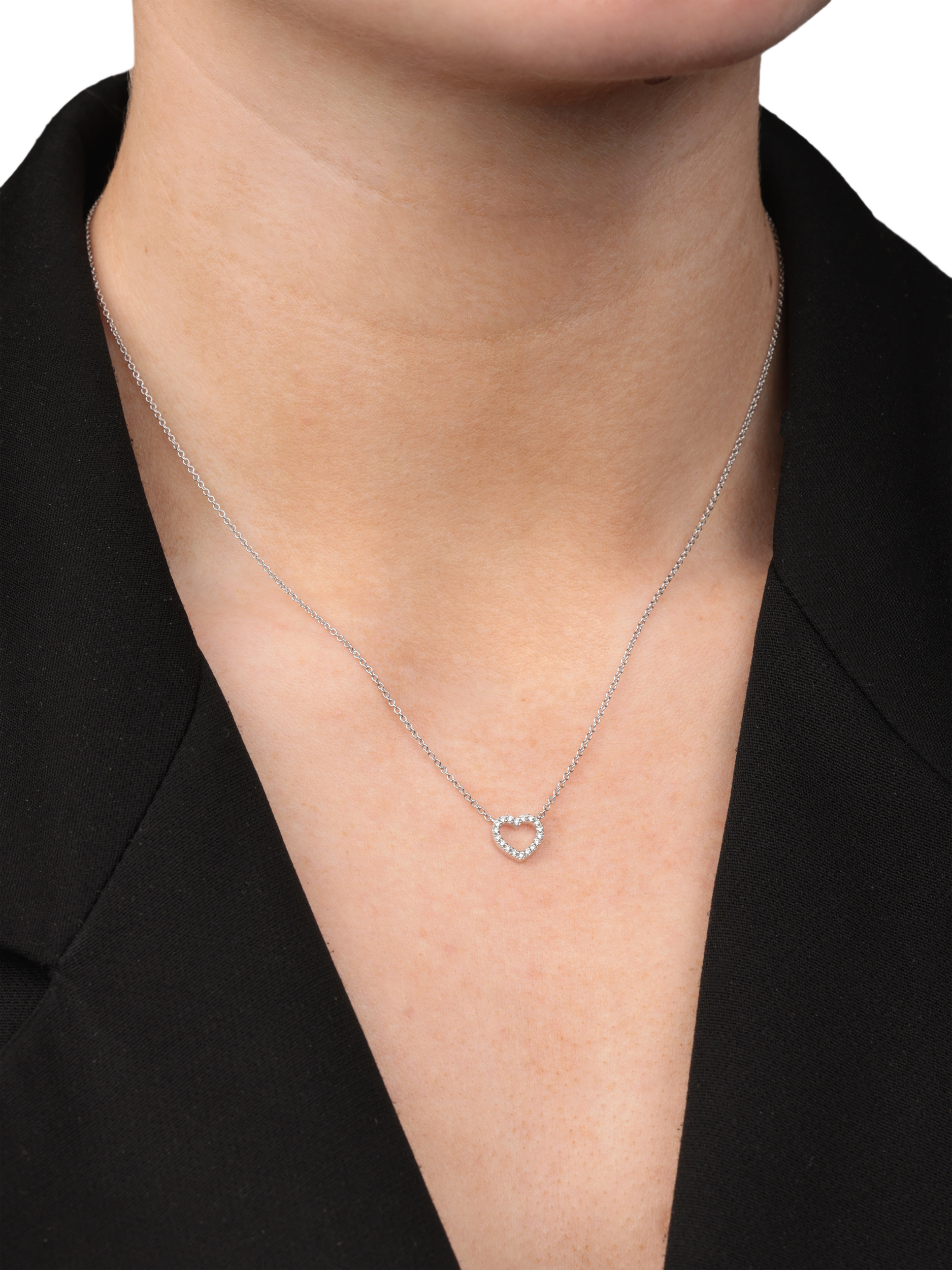 Product image 2 of 5, which shows Pre-loved Tiffany & Co. Diamond Set 18ct White Gold Mini Metro Heart Pendant Necklace