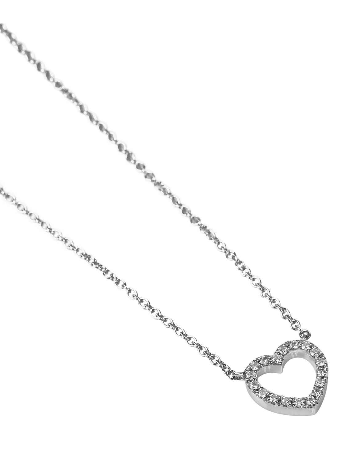 Product image 3 of 5, which shows Pre-loved Tiffany & Co. Diamond Set 18ct White Gold Mini Metro Heart Pendant Necklace