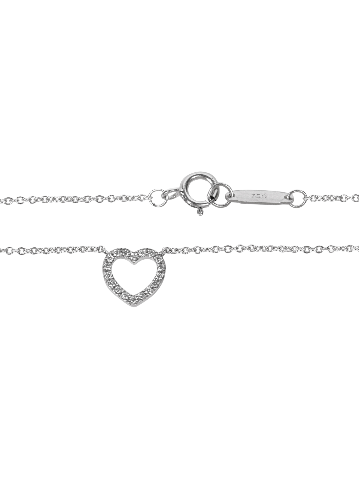 Product image 4 of 5, which shows Pre-loved Tiffany & Co. Diamond Set 18ct White Gold Mini Metro Heart Pendant Necklace