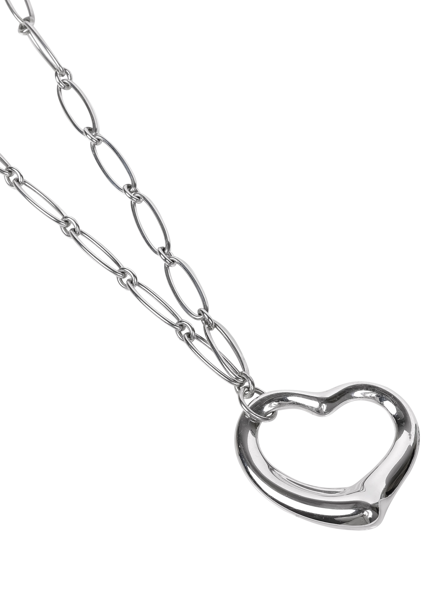 Product image 3 of 5, which shows Pre-loved Tiffany & Co. Sterling Silver Elsa Peretti Open Heart Large Link Necklace