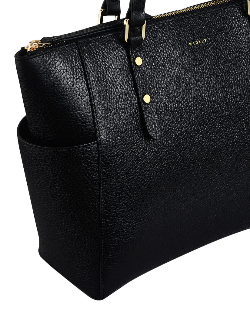 Product image 4 of 6, which shows Radley Silk Street Leather Large Zip Top Shoulder Bag, Black