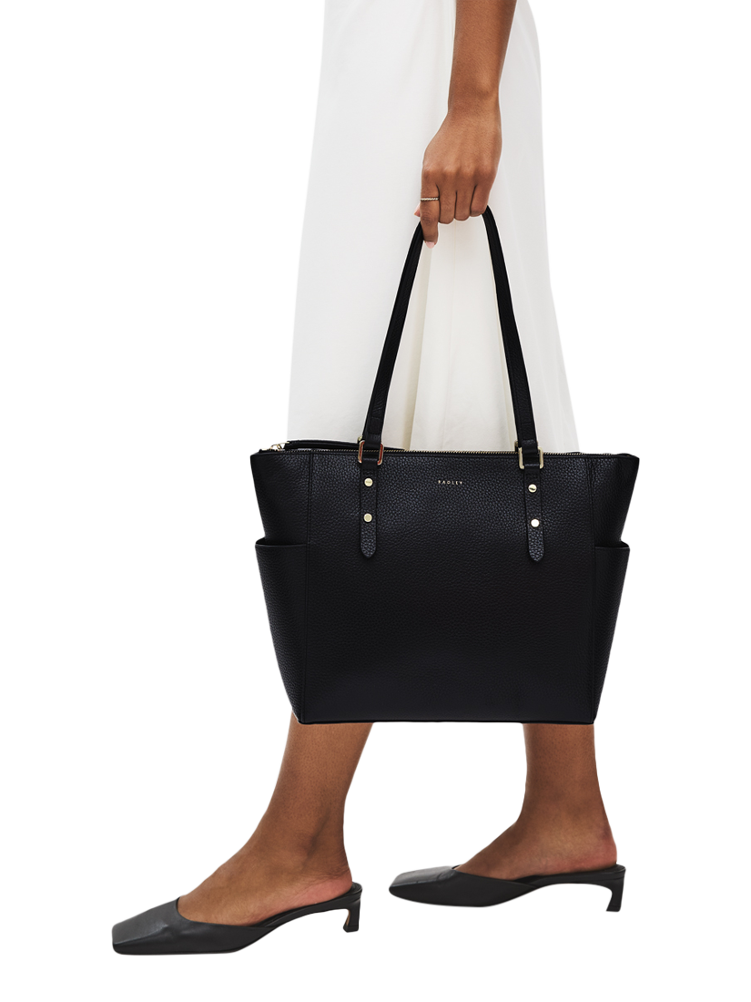 Product image 5 of 6, which shows Radley Silk Street Leather Large Zip Top Shoulder Bag, Black