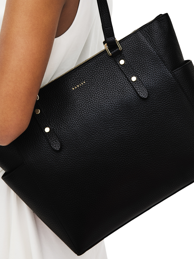 Product image 6 of 6, which shows Radley Silk Street Leather Large Zip Top Shoulder Bag, Black
