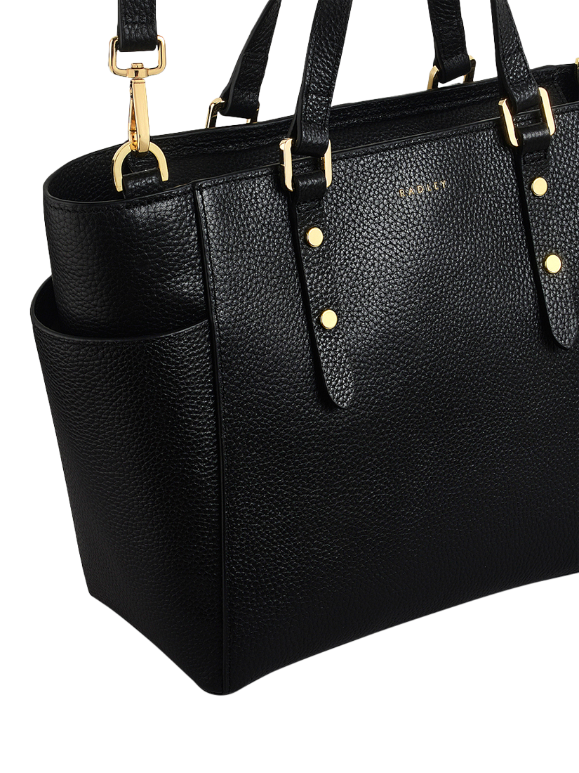 Product image 4 of 6, which shows Radley Silk Street Leather Medium Zip Top Multiway Bag, Black