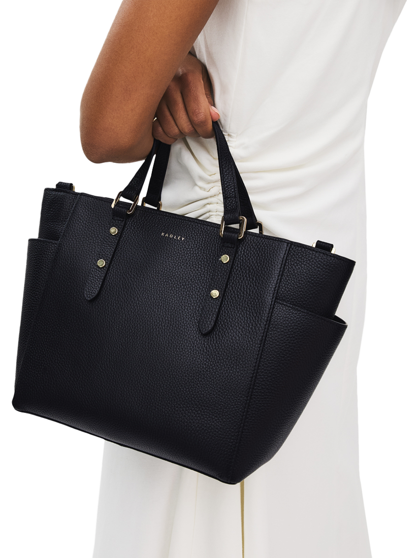 Product image 5 of 6, which shows Radley Silk Street Leather Medium Zip Top Multiway Bag, Black