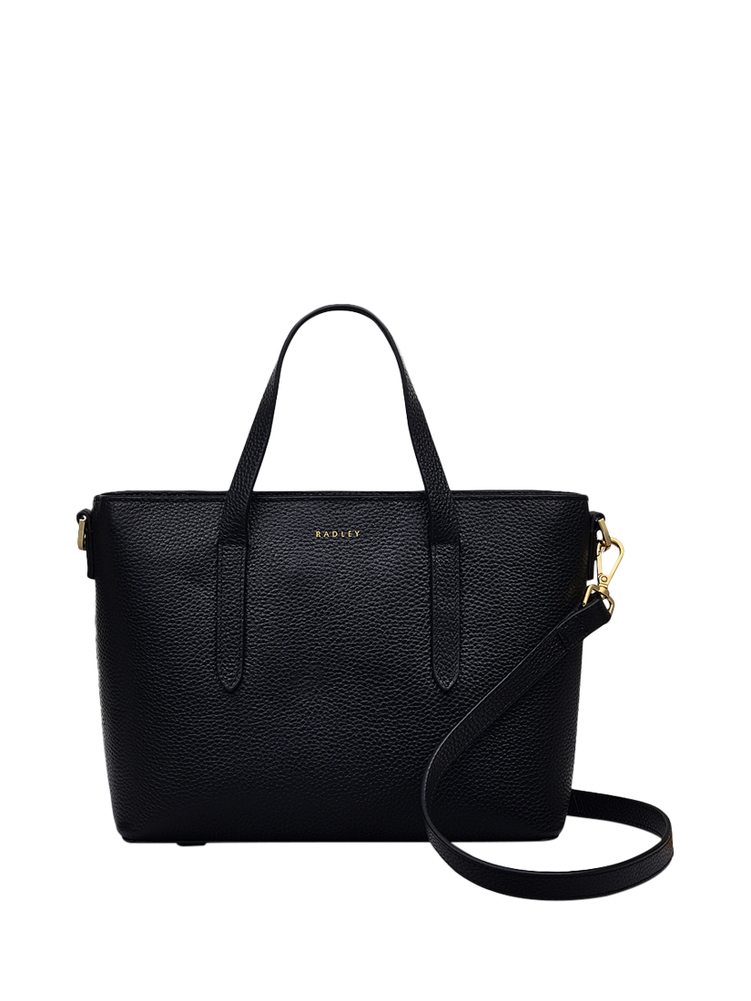 Product image 1 of 6, which shows Radley Silk Street Leather Small Open Top Multiway Bag, Black