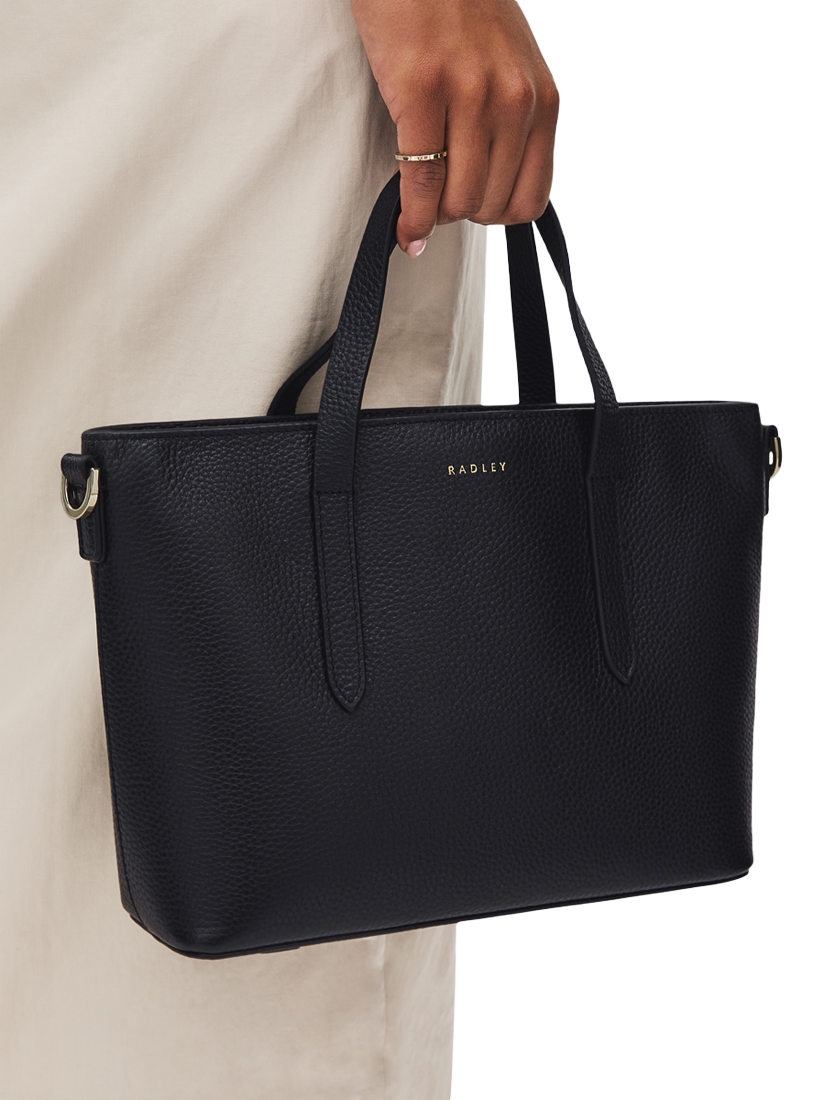 Product image 6 of 6, which shows Radley Silk Street Leather Small Open Top Multiway Bag, Black