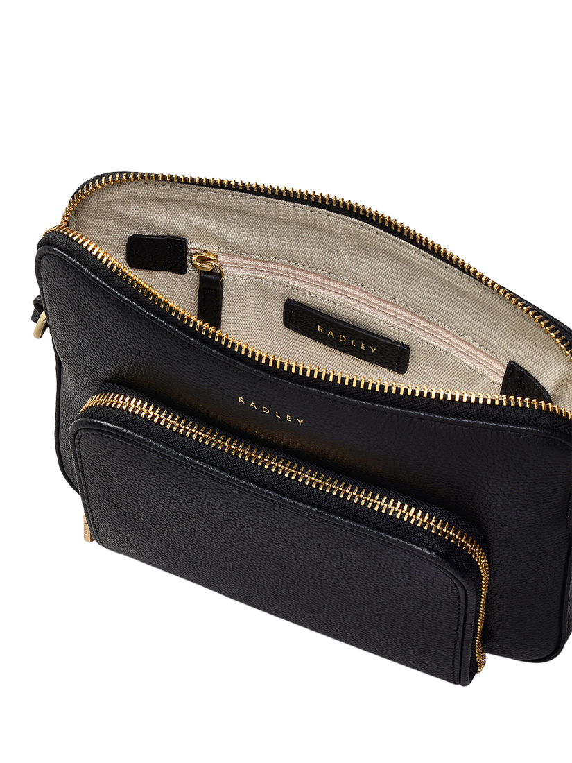 Product image 3 of 5, which shows Radley Redford Close Leather Small Zip Top Cross Body Bag, Black