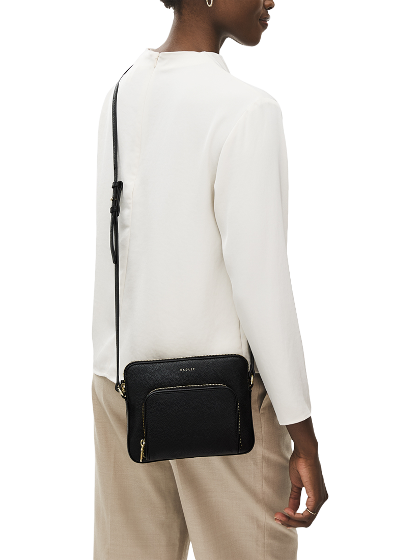 Product image 5 of 5, which shows Radley Redford Close Leather Small Zip Top Cross Body Bag, Black