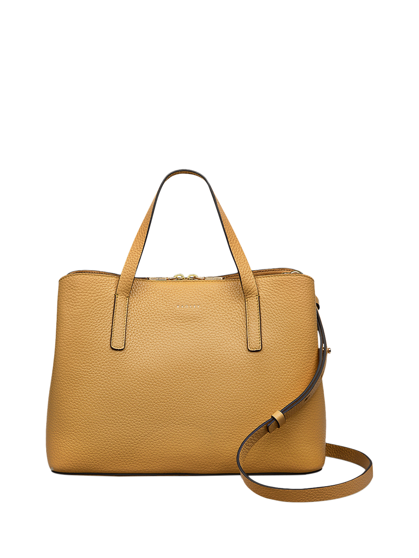 Product image 1 of 6, which shows Radley Dukes Place Leather Medium Zip-Top Grab Bag, Pecan