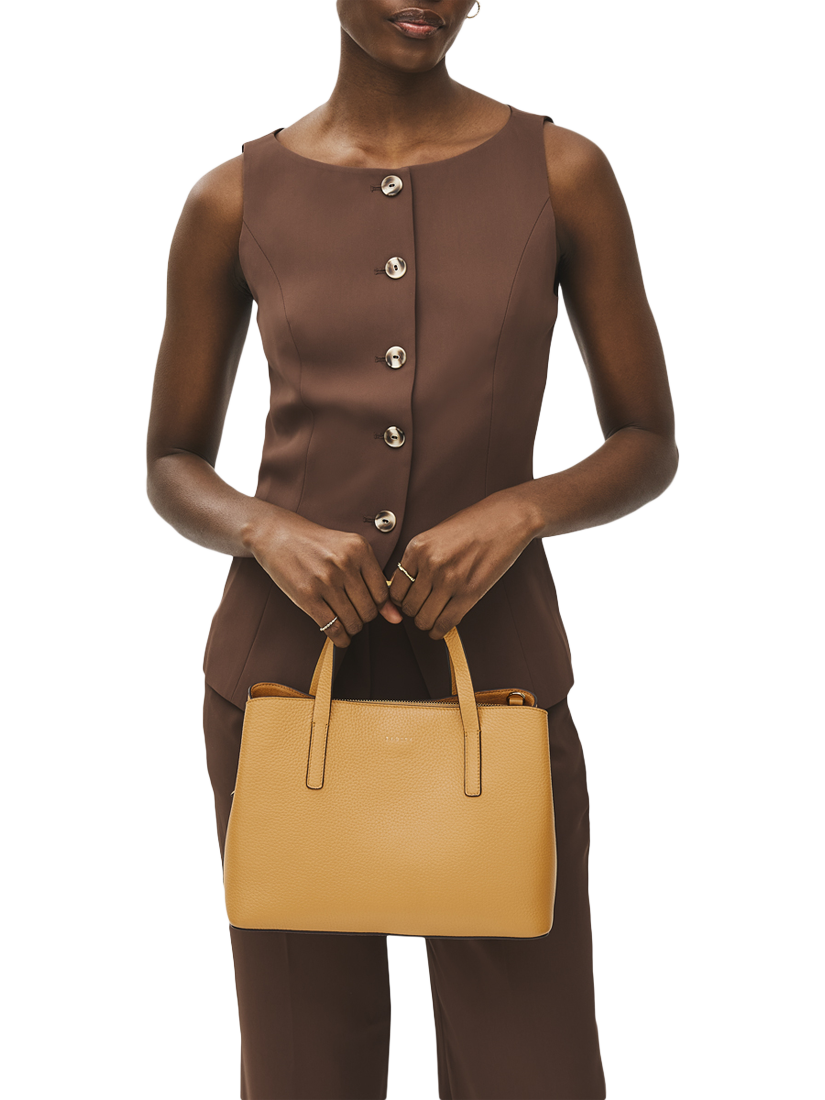 Product image 5 of 6, which shows Radley Dukes Place Leather Medium Zip-Top Grab Bag, Pecan