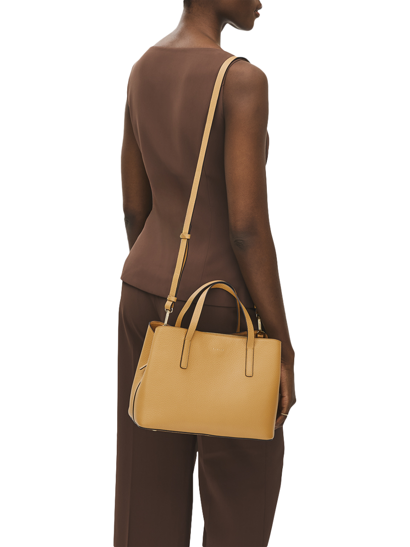 Product image 6 of 6, which shows Radley Dukes Place Leather Medium Zip-Top Grab Bag, Pecan