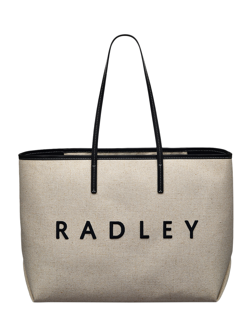 Product image 1 of 6, which shows Radley Sutherland Row Linen Blend Tote Bag, Black