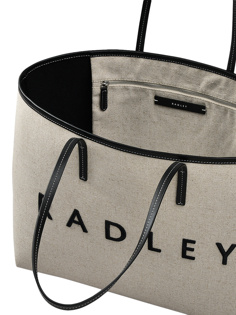 Product image 3 of 6, which shows Radley Sutherland Row Linen Blend Tote Bag, Black