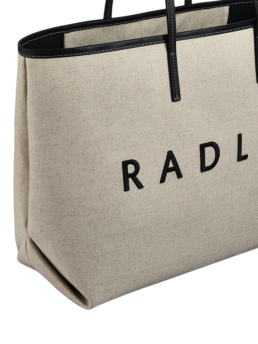 Product image 4 of 6, which shows Radley Sutherland Row Linen Blend Tote Bag, Black