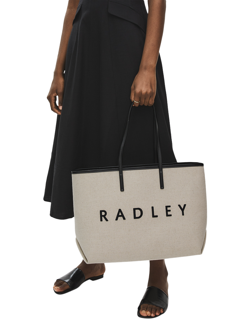 Product image 6 of 6, which shows Radley Sutherland Row Linen Blend Tote Bag, Black