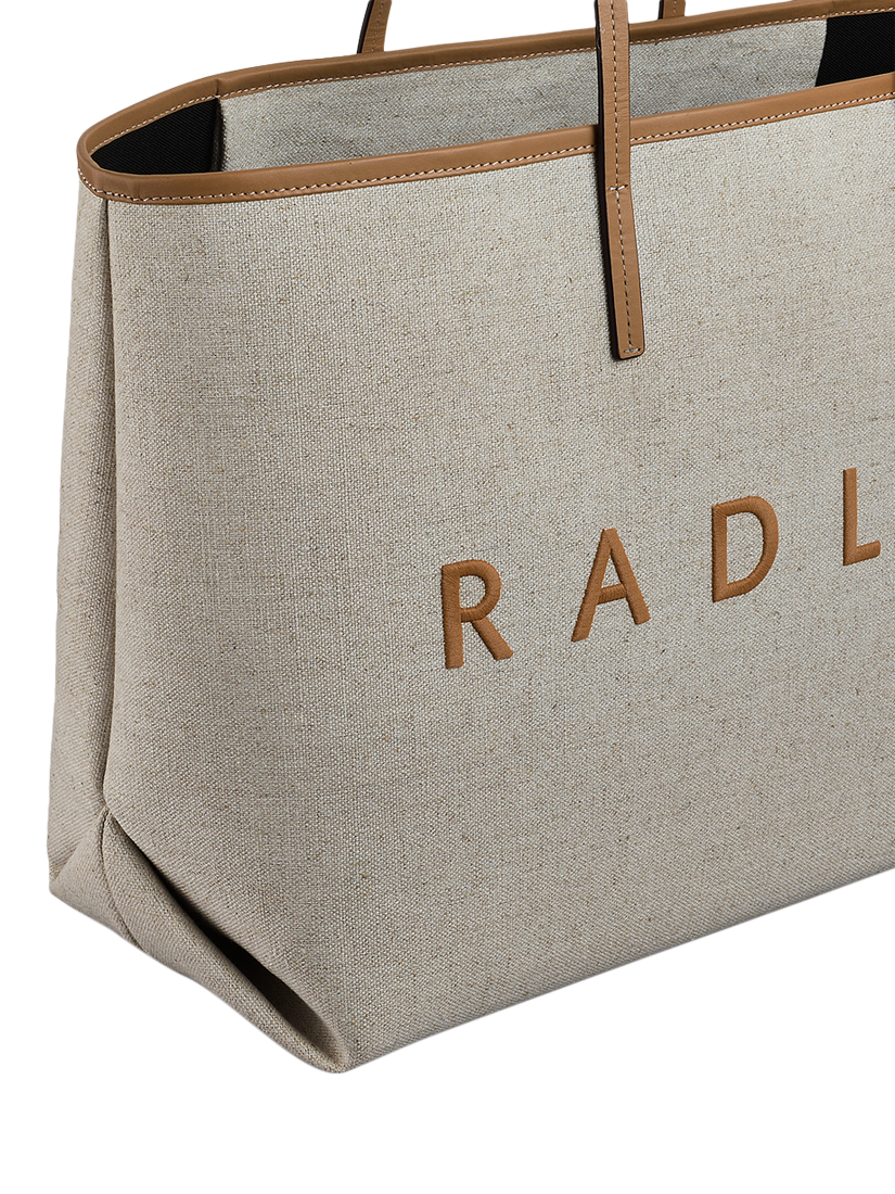 Product image 4 of 5, which shows Radley Sutherland Row Linen Blend Tote Bag, Saddle