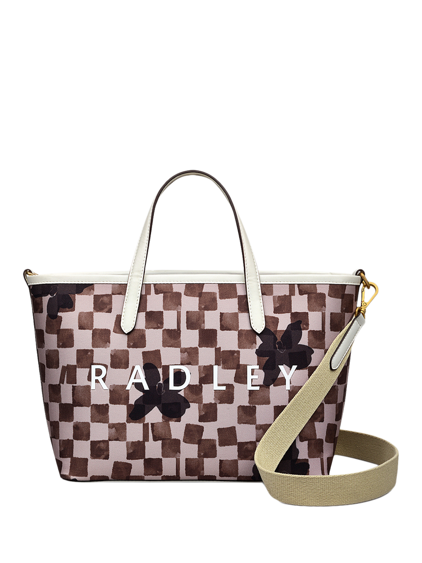 Product image 1 of 6, which shows Radley Southwell Gardens Check Tote Bag, Stone