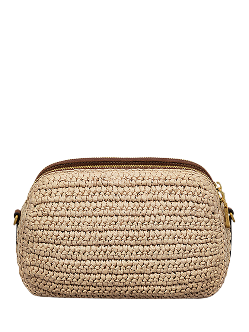 Product image 2 of 5, which shows Radley Dukes Place Leather Raffia Crossbody Bag, Natural