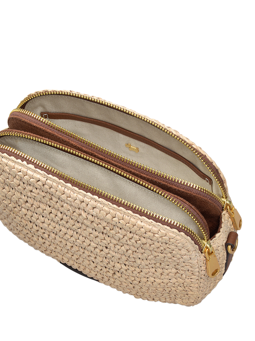 Product image 3 of 5, which shows Radley Dukes Place Leather Raffia Crossbody Bag, Natural