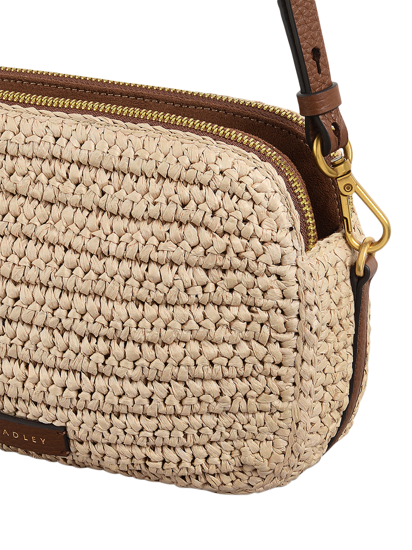 Product image 4 of 5, which shows Radley Dukes Place Leather Raffia Crossbody Bag, Natural