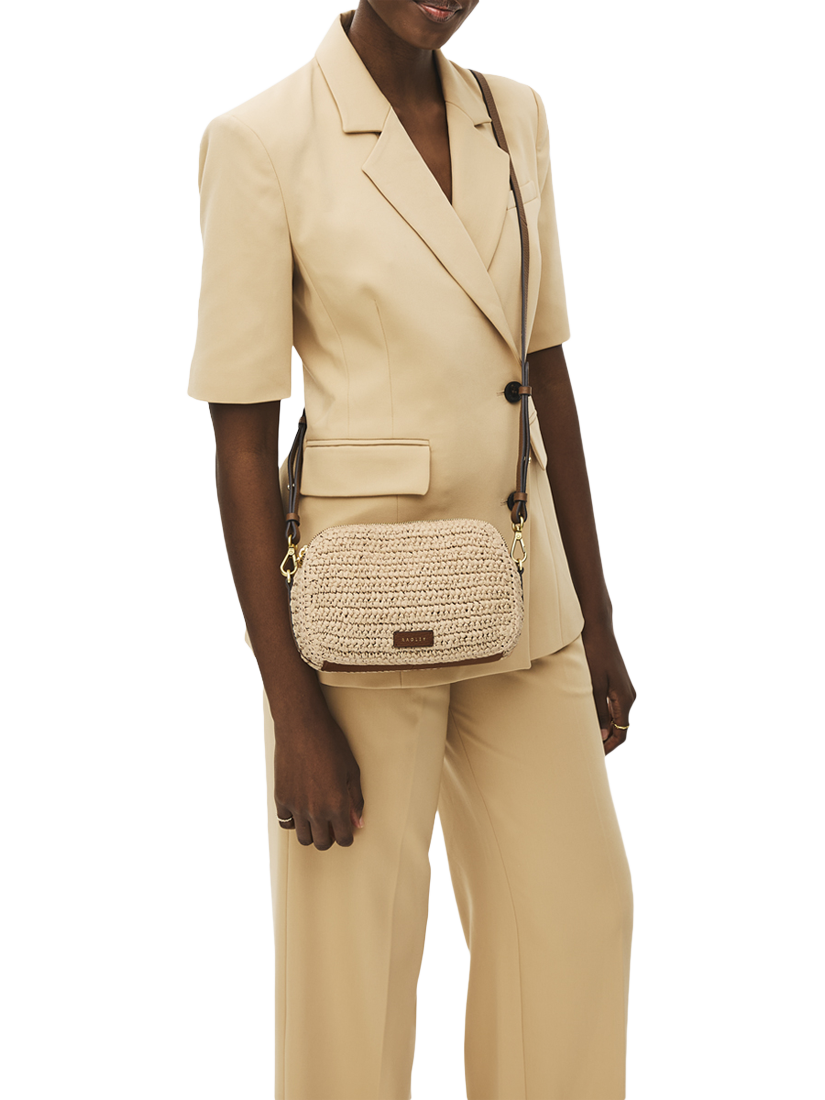 Product image 5 of 5, which shows Radley Dukes Place Leather Raffia Crossbody Bag, Natural