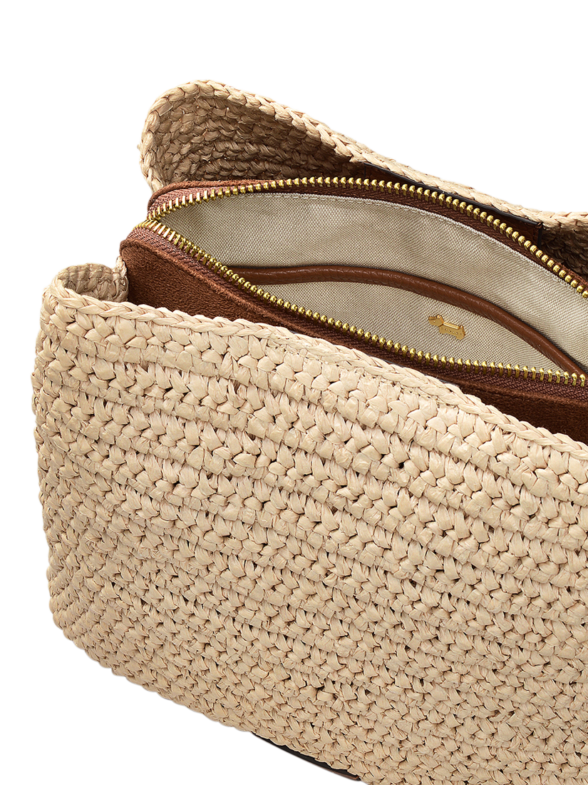 Product image 3 of 5, which shows Radley Dukes Place Leather Raffia Adjustable Crossbody Bag, Natural