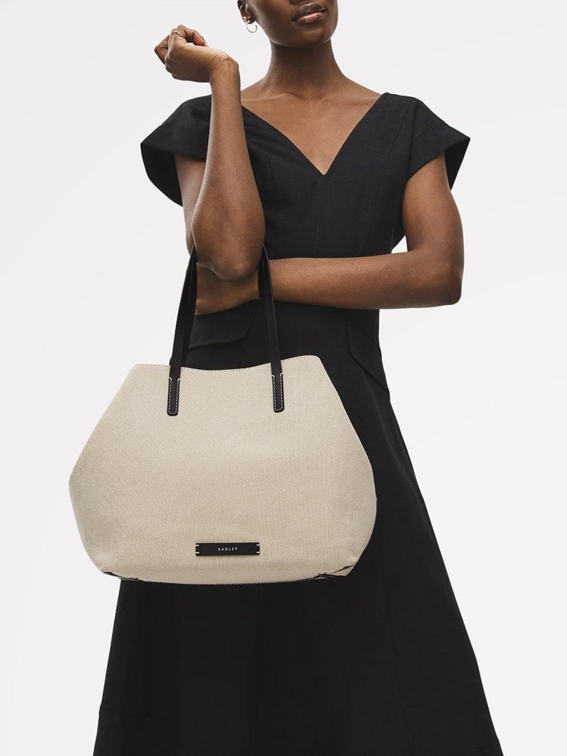 Product image 8 of 9, which shows Radley Leather Canvas Tote Bag, Natural