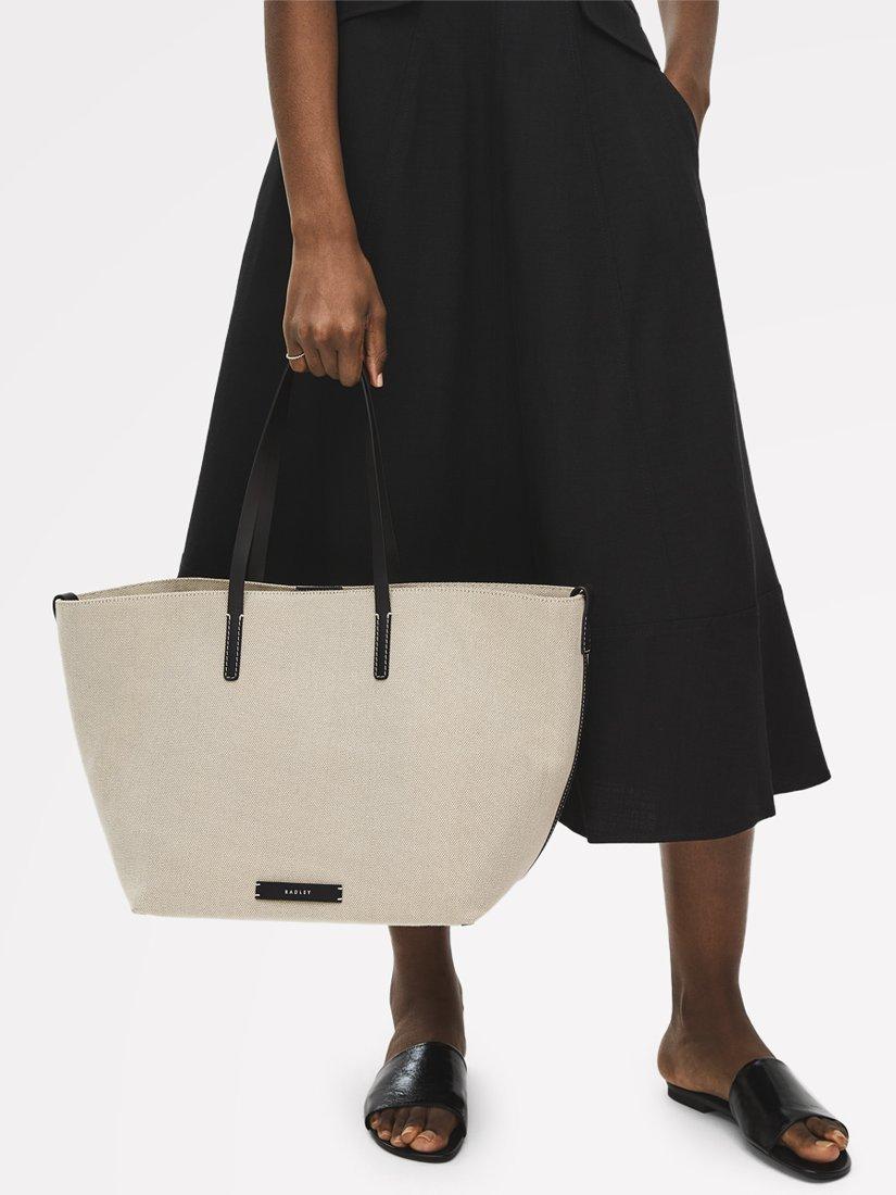 Product image 9 of 9, which shows Radley Leather Canvas Tote Bag, Natural