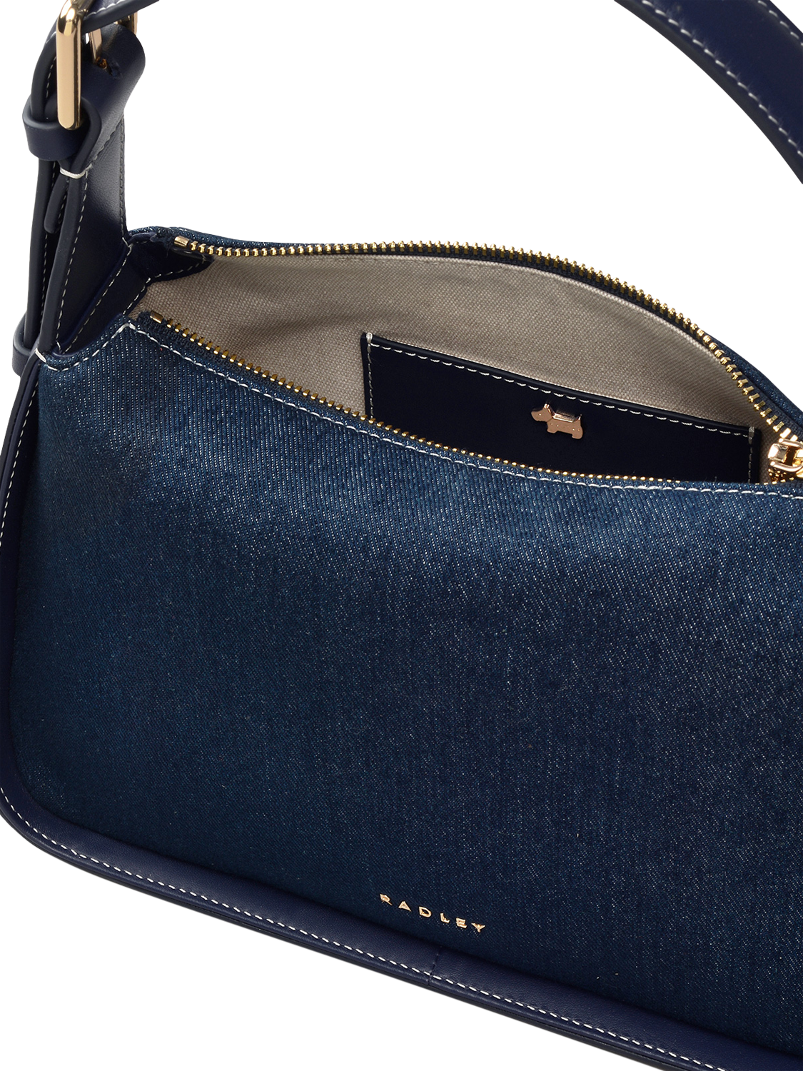 Product image 3 of 6, which shows Radley Westwell Lane Denim & Leather Grab Bag, Evenfall